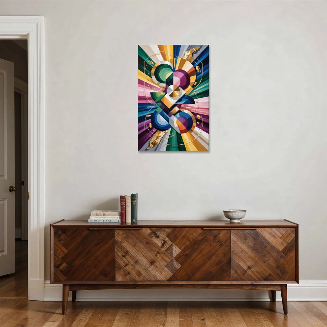 Opulent Geometric Symphony Colorful Abstract - Canvas Wall Art - Coffee Table - 24x36