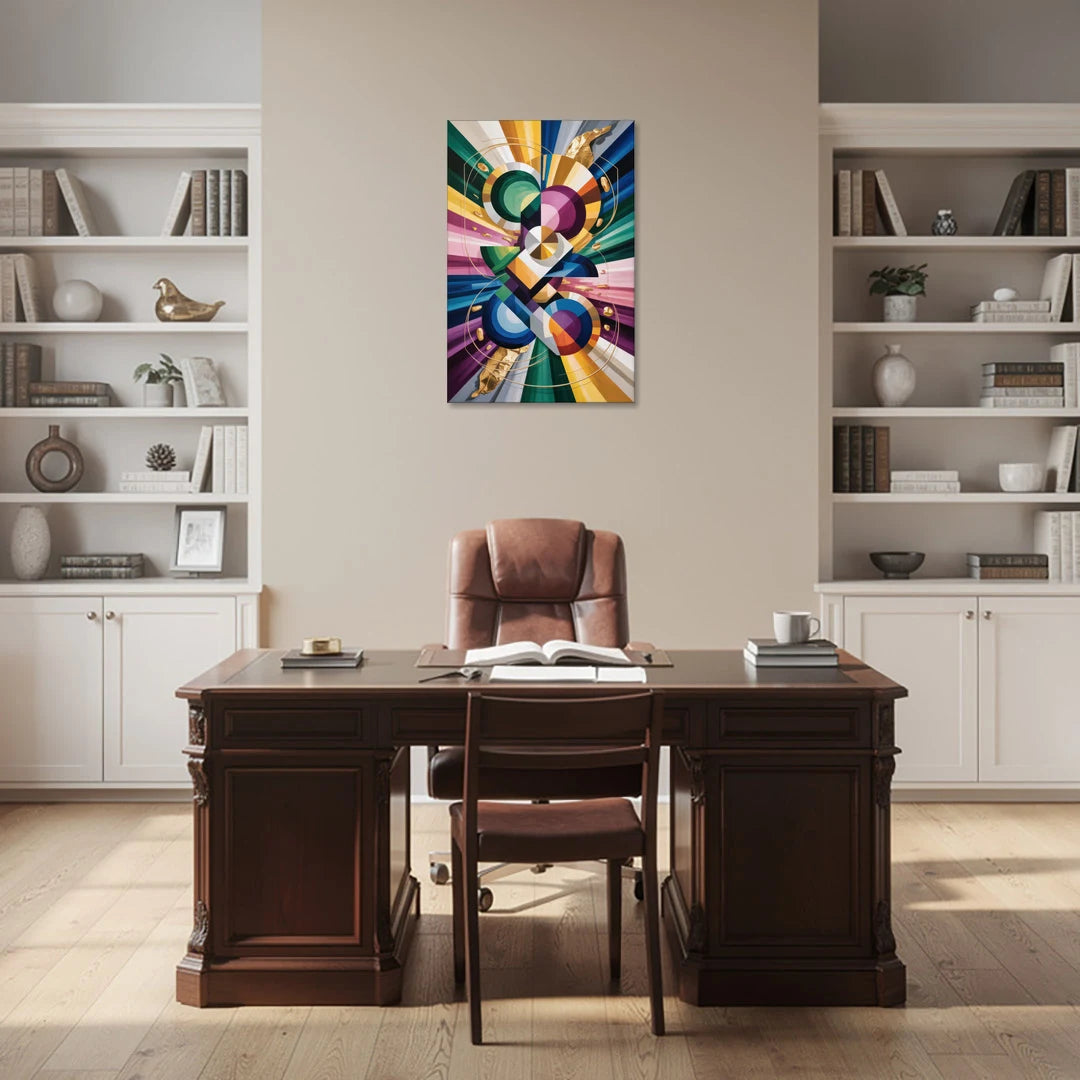 Opulent Geometric Symphony Colorful Abstract - Canvas Wall Art - Office - 24x36