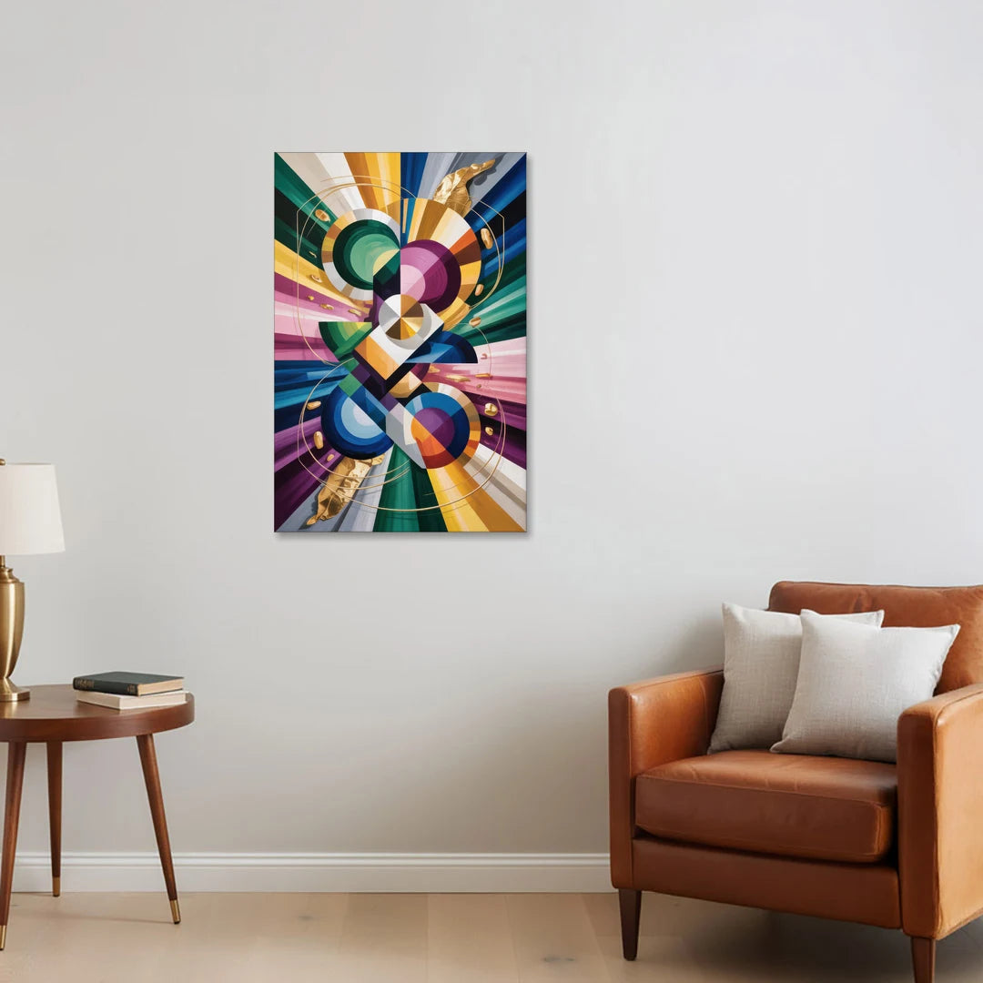 Opulent Geometric Symphony Colorful Abstract - Canvas Wall Art - Sofa - 24x36
