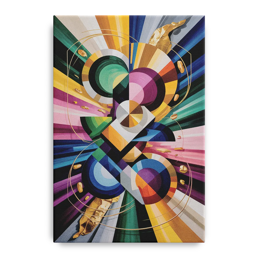 Opulent Geometric Symphony Colorful Abstract Front - Canvas Wall Art
