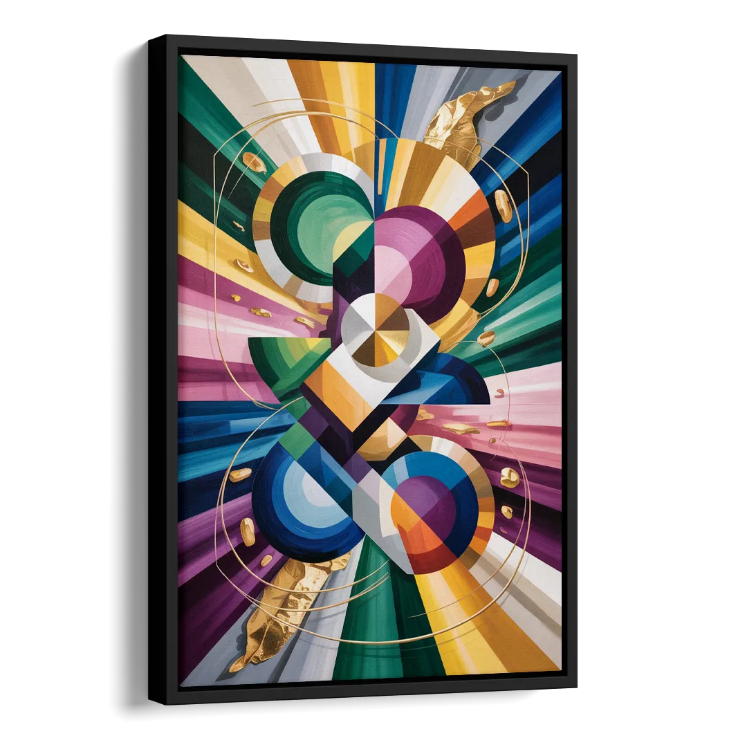 Opulent Geometric Symphony Colorful Abstract Side - Black Canvas Wall Art