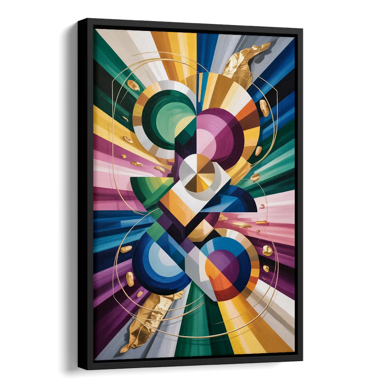 Opulent Geometric Symphony Colorful Abstract Side - Black Canvas Wall Art