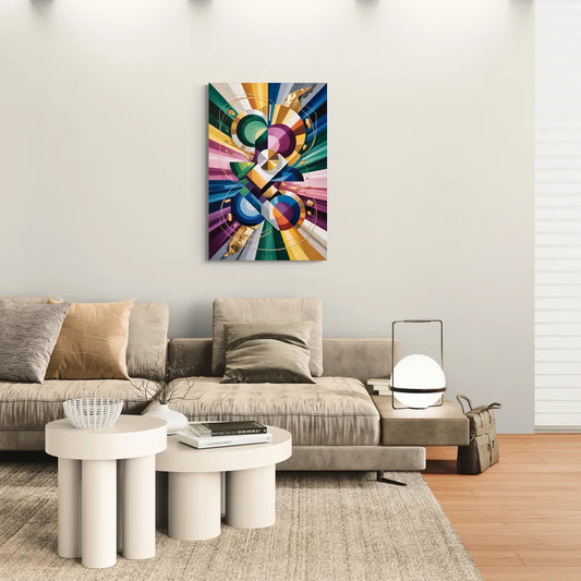Opulent Geometric Symphony Colorful Abstract - Canvas Wall Art Living Room
