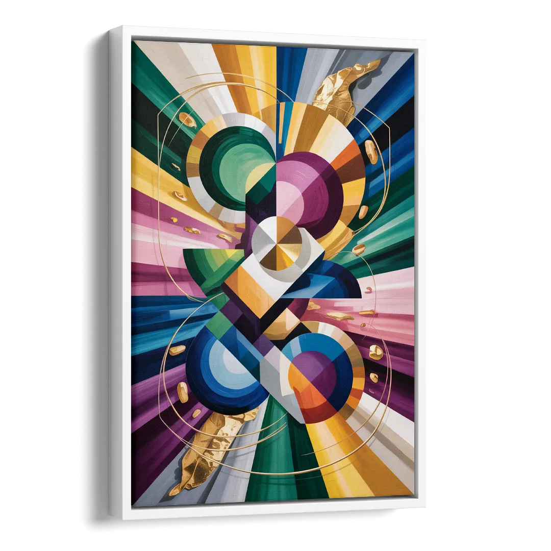 Opulent Geometric Symphony Colorful Abstract Side - White Canvas Wall Art