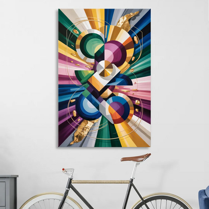 Opulent Geometric Symphony Colorful Abstract Sitting Room - Canvas Wall Art