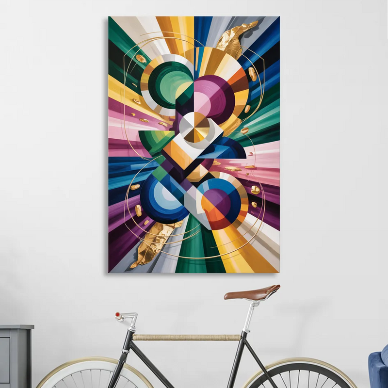 Opulent Geometric Symphony Colorful Abstract Sitting Room - Canvas Wall Art