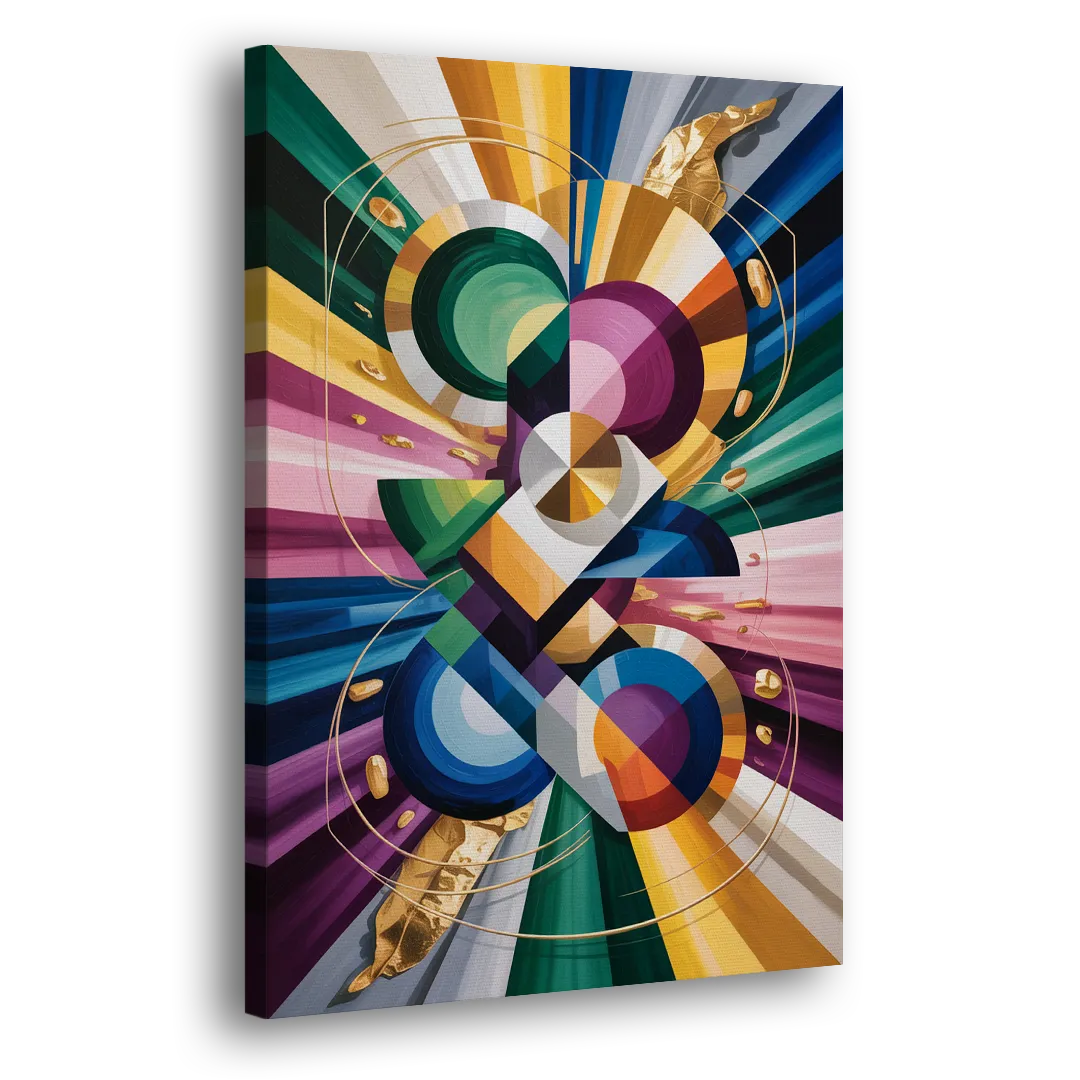 Opulent Geometric Symphony Colorful Abstract Side - Canvas Wall Art