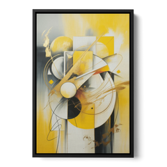 Opulent Geometric Yellow Abstract - Black Framed Canvas Wall Art - Front