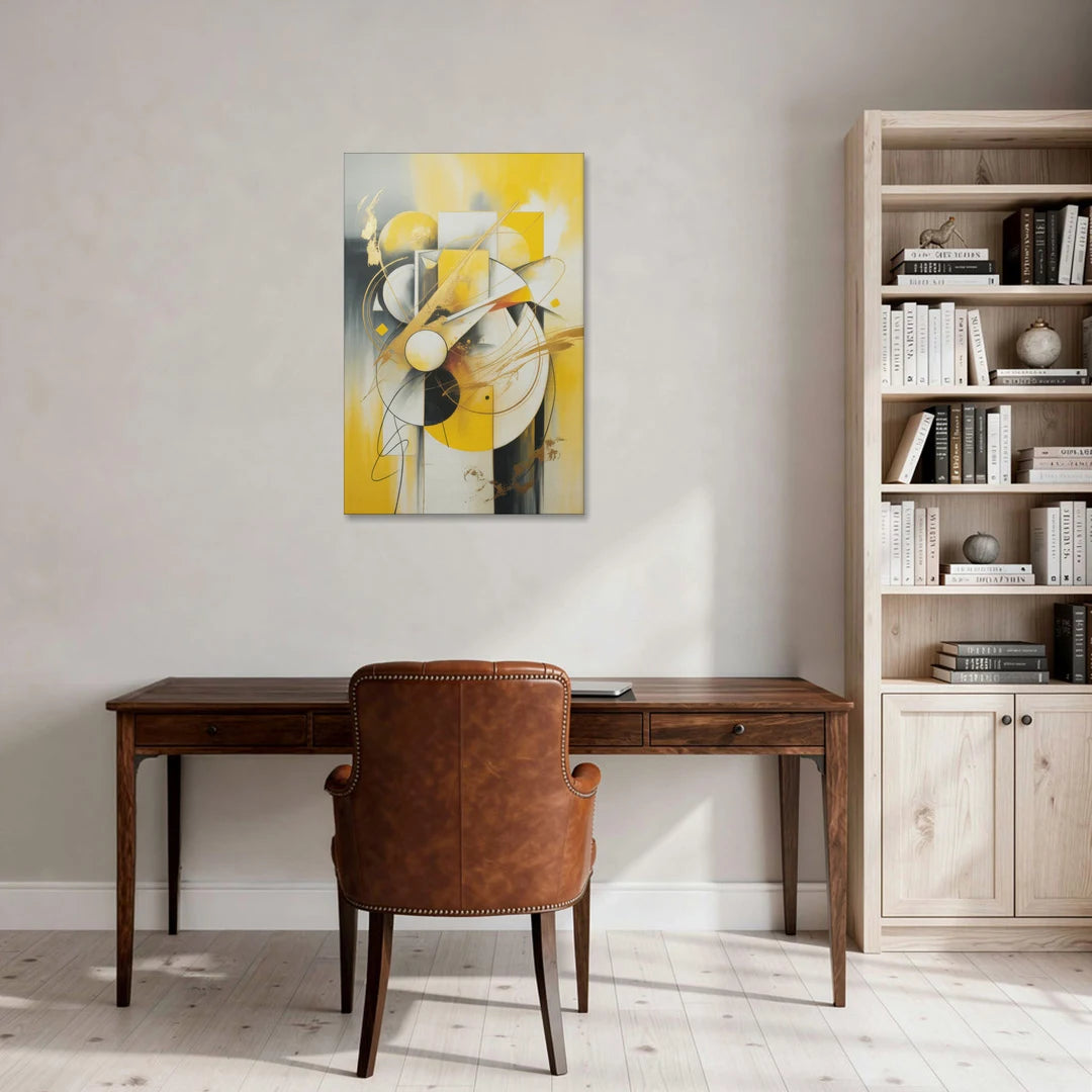 Opulent Geometric Yellow Abstract - Canvas Wall Art - Office - 24x36