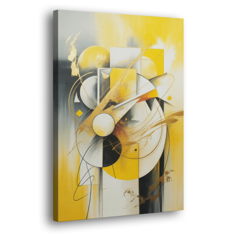 Opulent Geometric Yellow Abstract - Canvas Wall Art - Side