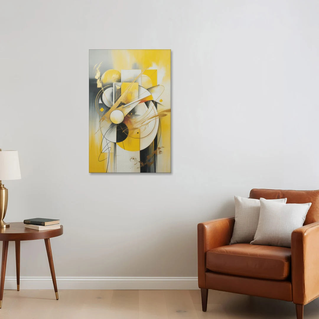Opulent Geometric Yellow Abstract - Canvas Wall Art - Sofa - 24x36