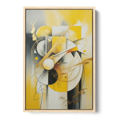 Opulent Geometric Yellow Abstract - Oak Framed Canvas Wall Art - Front