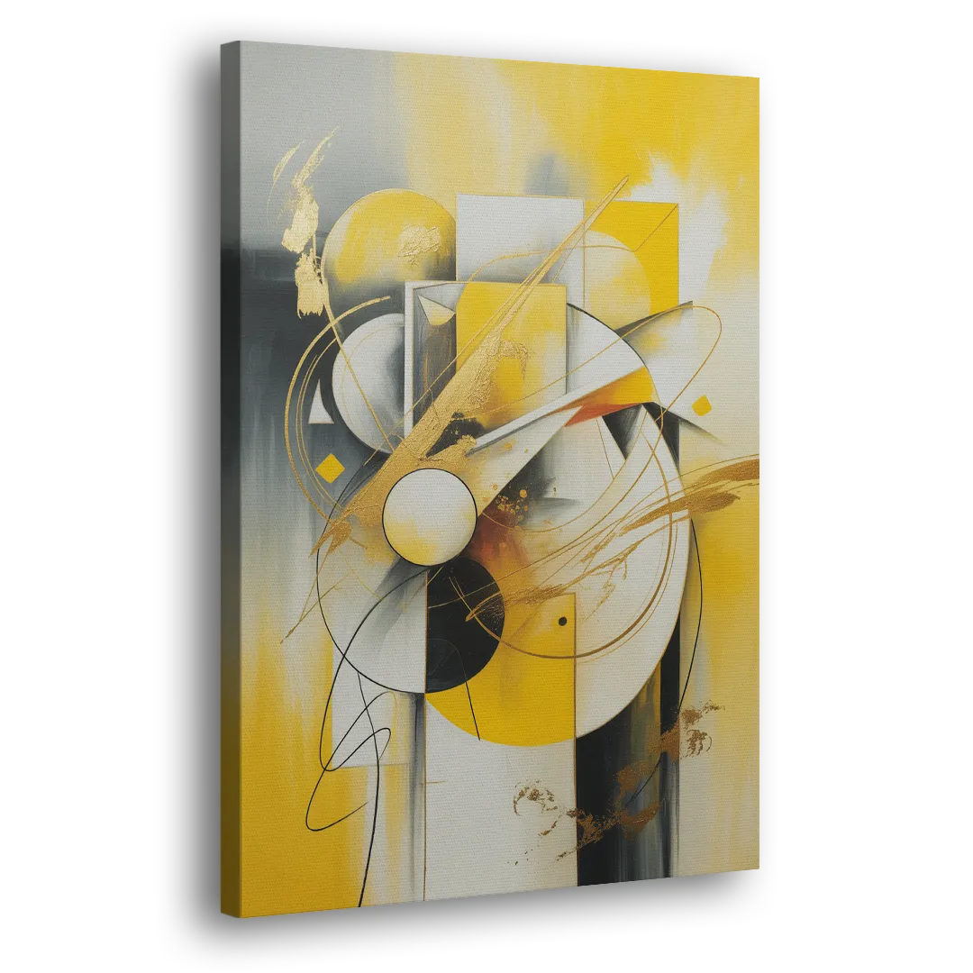 Opulent Geometric Yellow Abstract Side - Canvas Wall Art
