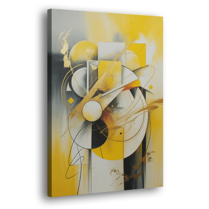 Opulent Geometric Yellow Abstract Side - Canvas Wall Art