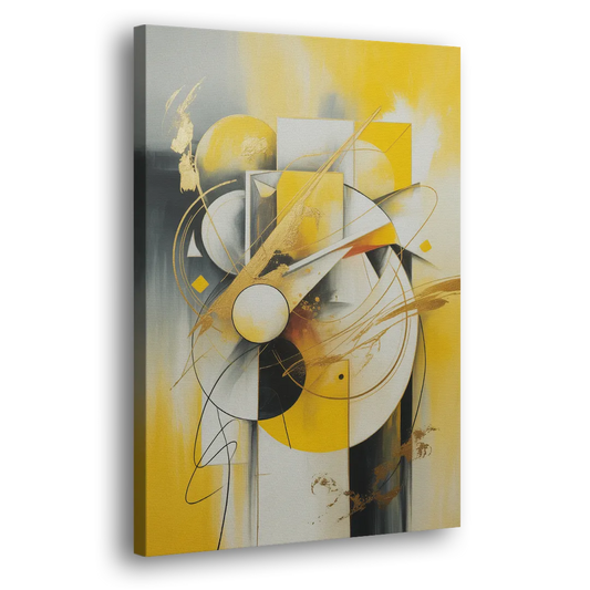 Opulent Geometric Yellow Abstract Side - Canvas Wall Art