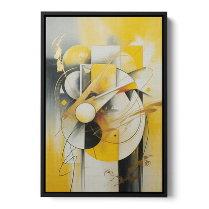 Opulent Geometric Yellow Abstract - Black Frame Canvas