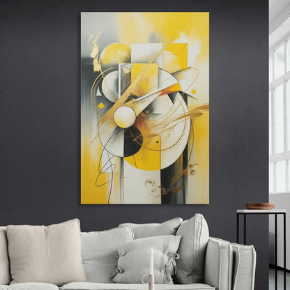 Opulent Geometric Yellow Abstract Sitting Room - Canvas Wall Art