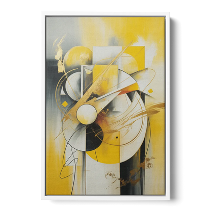 Opulent Geometric Yellow Abstract - White Frame Canvas
