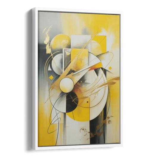 Opulent Geometric Yellow Abstract Side - White Canvas Wall Art