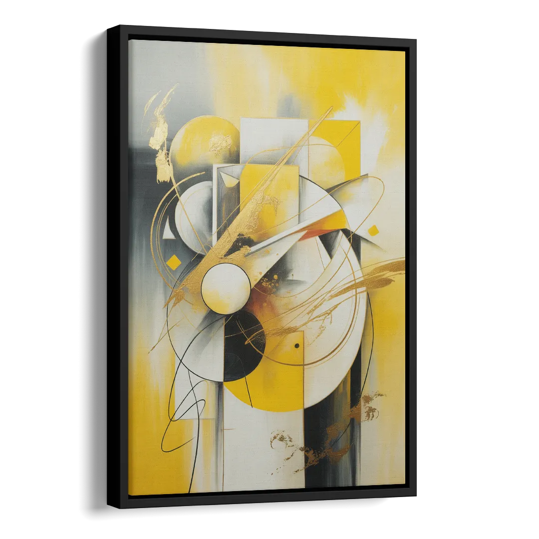 Opulent Geometric Yellow Abstract Side - Black Canvas Wall Art
