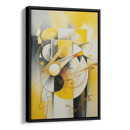 Opulent Geometric Yellow Abstract Side - Black Canvas Wall Art