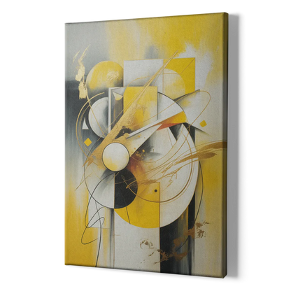 Opulent Geometric Yellow Abstract - Canvas Print Art Sides
