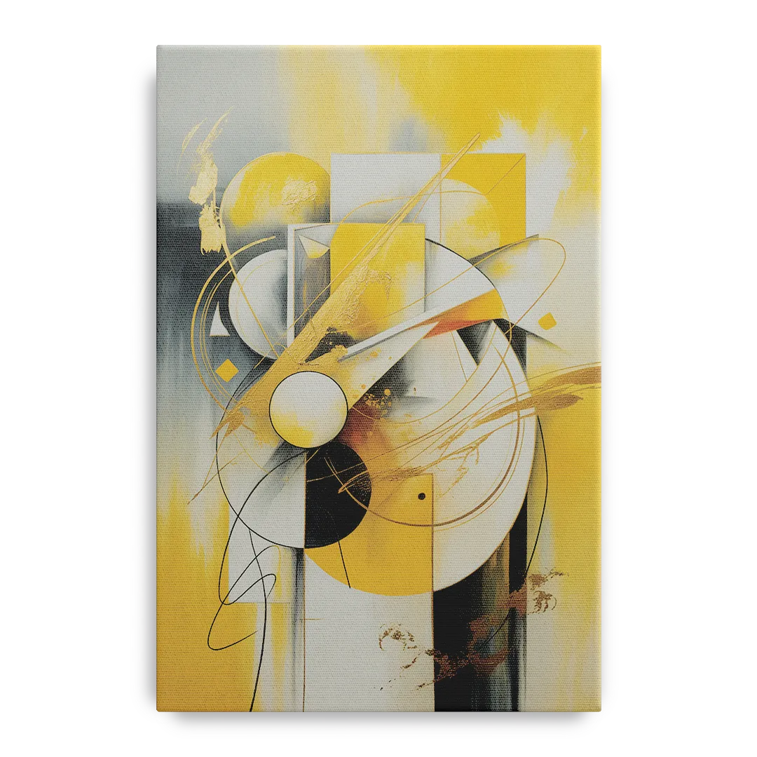Opulent Geometric Yellow Abstract Front - Canvas Wall Art