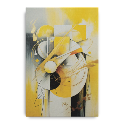 Opulent Geometric Yellow Abstract Front - Canvas Wall Art