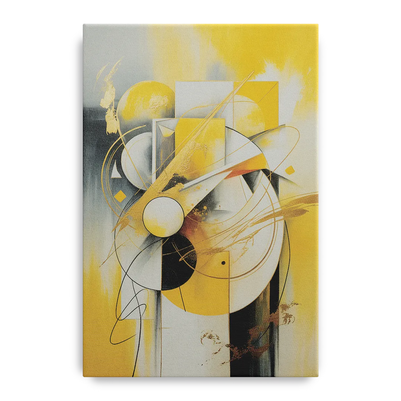 Opulent Geometric Yellow Abstract Front - Canvas Wall Art