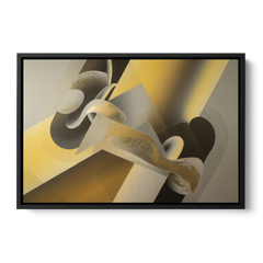 Opulent Geometrics Yellow and Grey Abstract - Black Framed Canvas Wall Art - Front