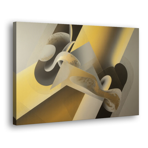 Opulent Geometrics Yellow and Grey Abstract - Canvas Wall Art - Side