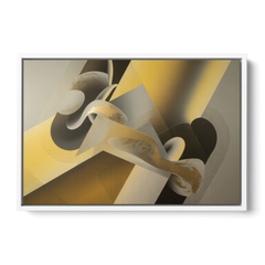 Opulent Geometrics Yellow and Grey Abstract - White Framed Canvas Wall Art - Front