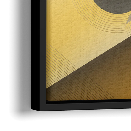 Opulent Geometrics Yellow and Grey Abstract - Close-Up Black Frame Canvas