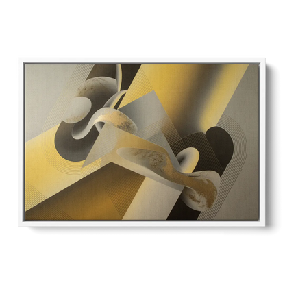 Opulent Geometrics Yellow and Grey Abstract Front - White Canvas Wall Art
