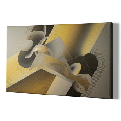 Opulent Geometrics Yellow and Grey Abstract - Canvas Print Art Sides