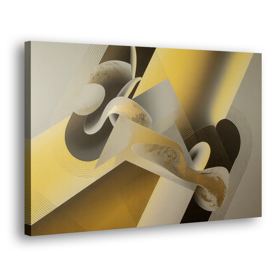 Opulent Geometrics Yellow and Grey Abstract Side - Canvas Wall Art