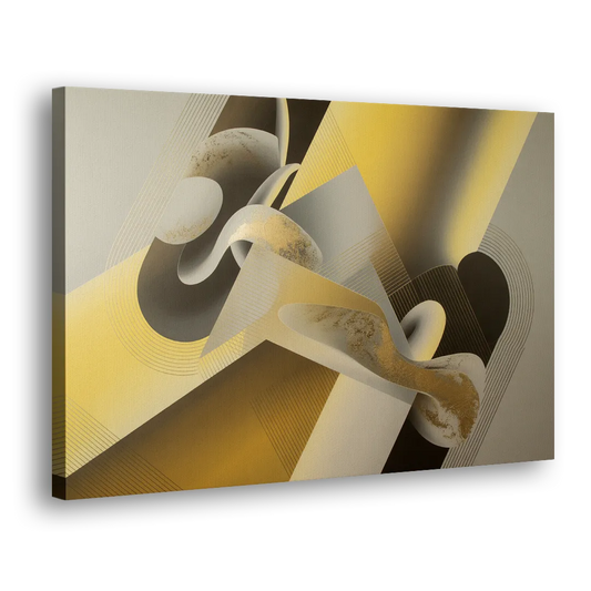 Opulent Geometrics Yellow and Grey Abstract Side - Canvas Wall Art