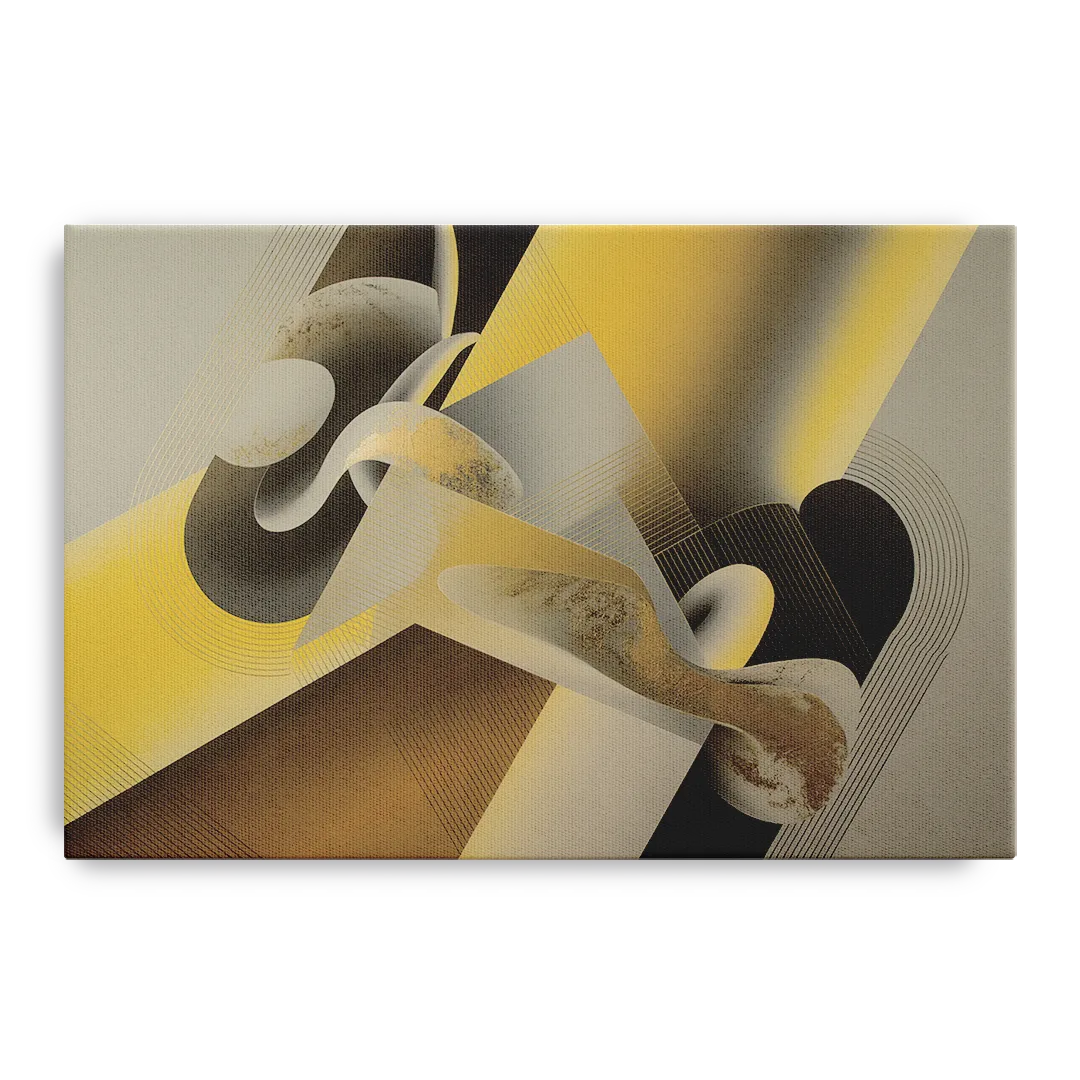 Opulent Geometrics Yellow and Grey Abstract Front - Canvas Wall Art