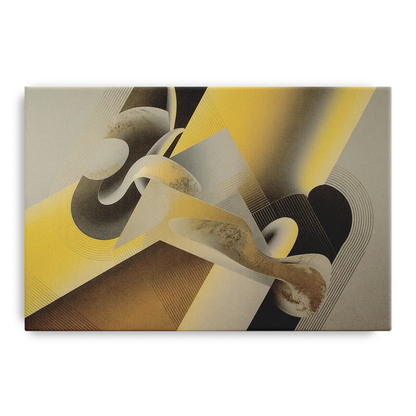 Opulent Geometrics Yellow and Grey Abstract Front - Canvas Wall Art