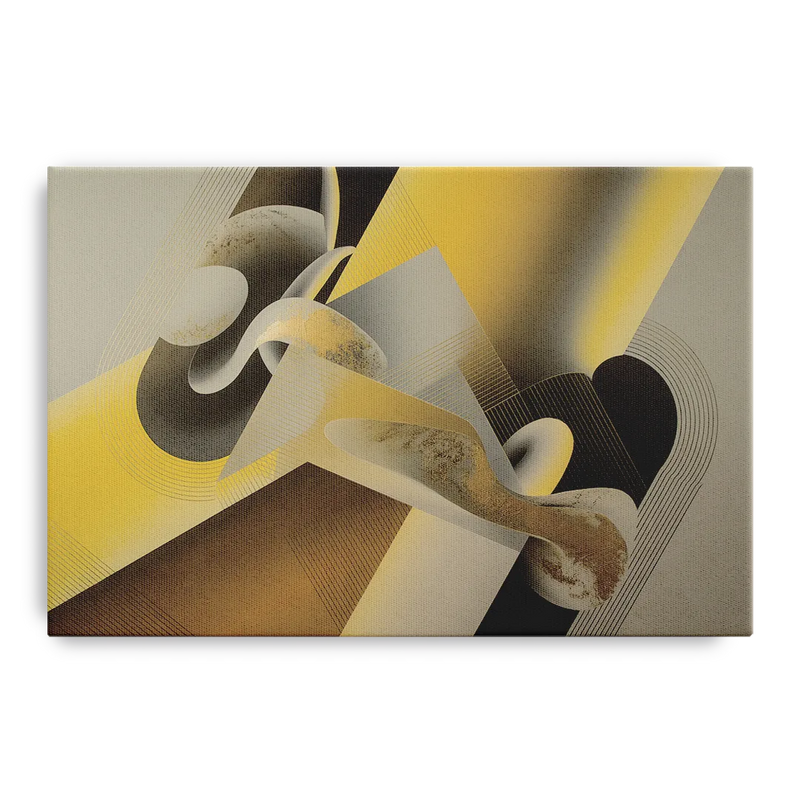 Opulent Geometrics Yellow and Grey Abstract Front - Canvas Wall Art