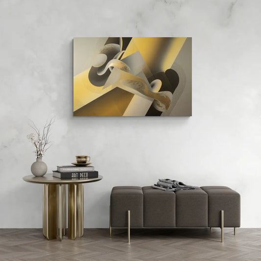 Opulent Geometrics Yellow and Grey Abstract - Canvas Wall Art Living Room