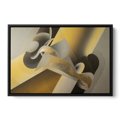 Opulent Geometrics Yellow and Grey Abstract Front - Black Canvas Wall Art