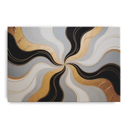 Opulent Geometry Black White and Gold Abstract - Canvas Wall Art