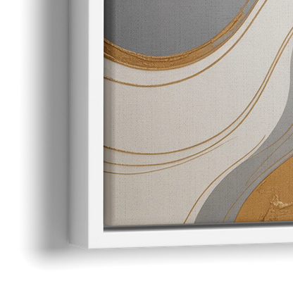 Opulent Geometry Black White and Gold Abstract - Close-Up White Frame Canvas