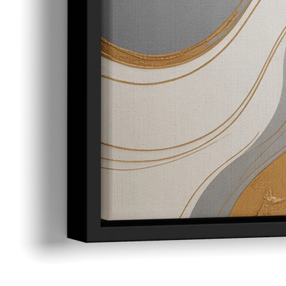 Opulent Geometry Black White and Gold Abstract - Close-Up Black Frame Canvas