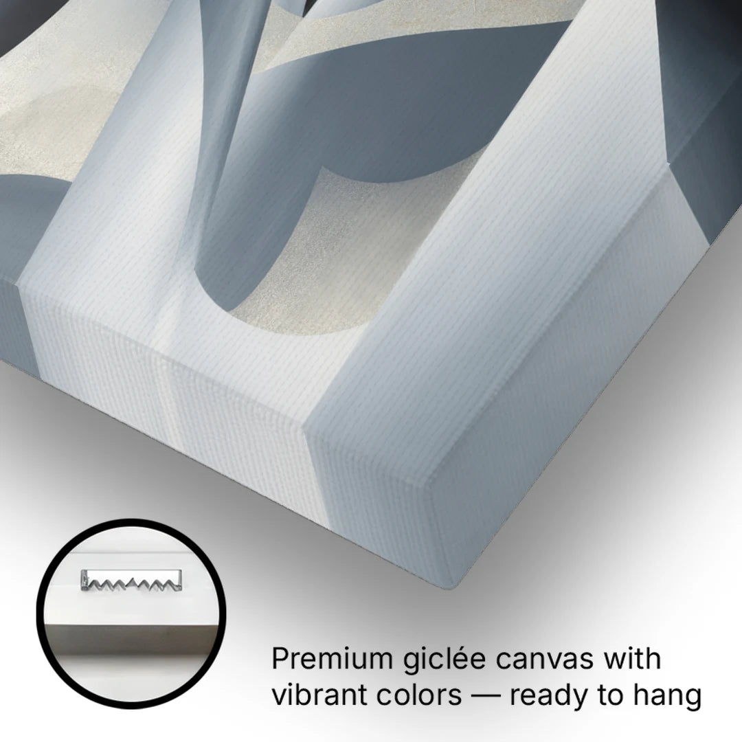 Opulent Geometry Grey and Silver Abstract - Canvas Wall Art - Gallery Wrap Corner