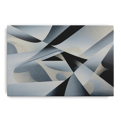Opulent Geometry Grey and Silver Abstract - Canvas Wall Art