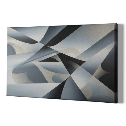 Opulent Geometry Grey and Silver Abstract - Canvas Print Art Sides