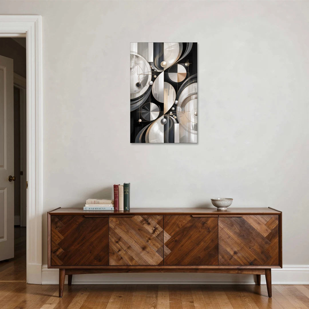 Opulent Geometry Grey and White Abstract - Canvas Wall Art - Coffee Table - 24x36