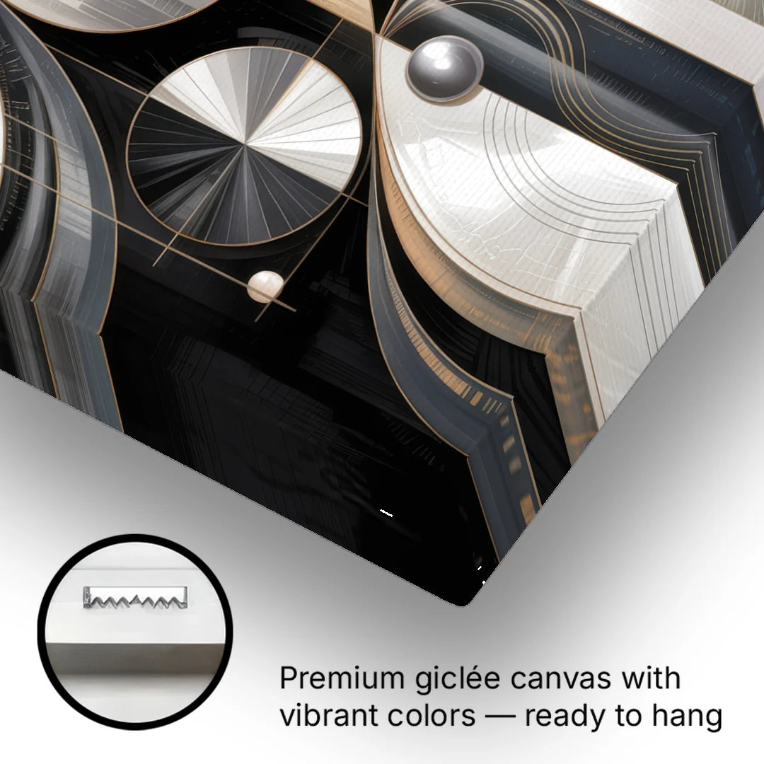 Opulent Geometry Grey and White Abstract - Canvas Wall Art - Gallery Wrap Corner